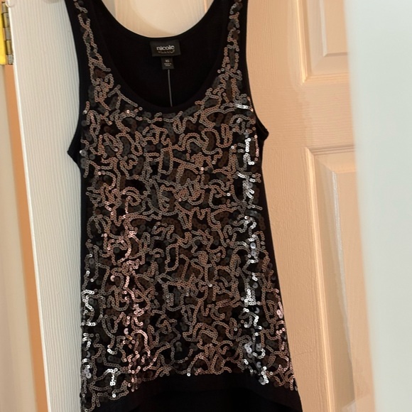 Nicole by Nicole Miller black sequined tunic top - Picture 3 of 7